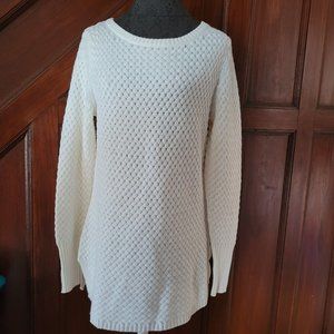 Athleta Sweater Medium Ivory Knit Textured Wool Blend EUC
